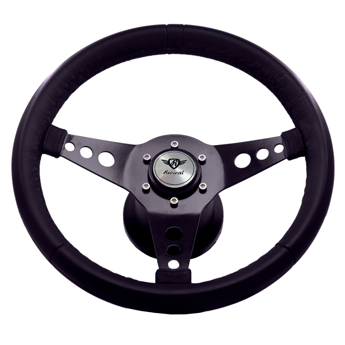 Revival Mini R Black Steering Wheel (Silver Logo)