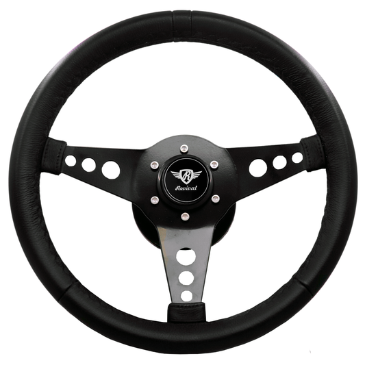 Revival Mini R Black Steering Wheel (Black Logo)