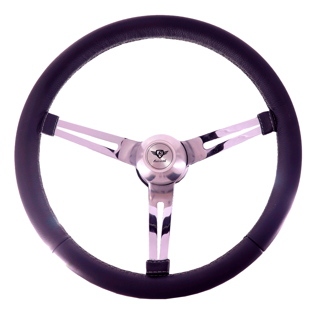 Revival Orion Black Leather Steering Wheel (Silver Logo)