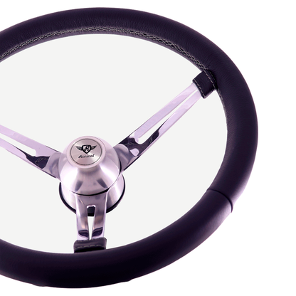 Revival Orion Black Leather Steering Wheel (Silver Logo)