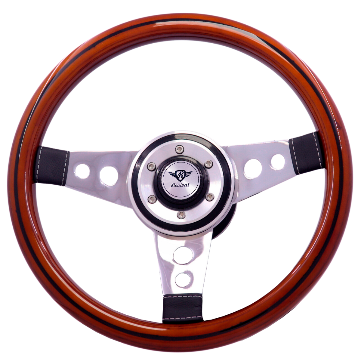 Revival Racing Wood steering wheel with disc (Silver Logo)