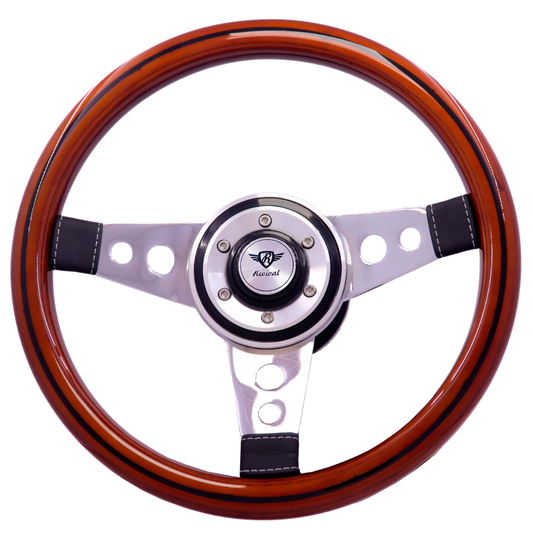 Volante Revival Racing Wood con disco (Logo Plata)