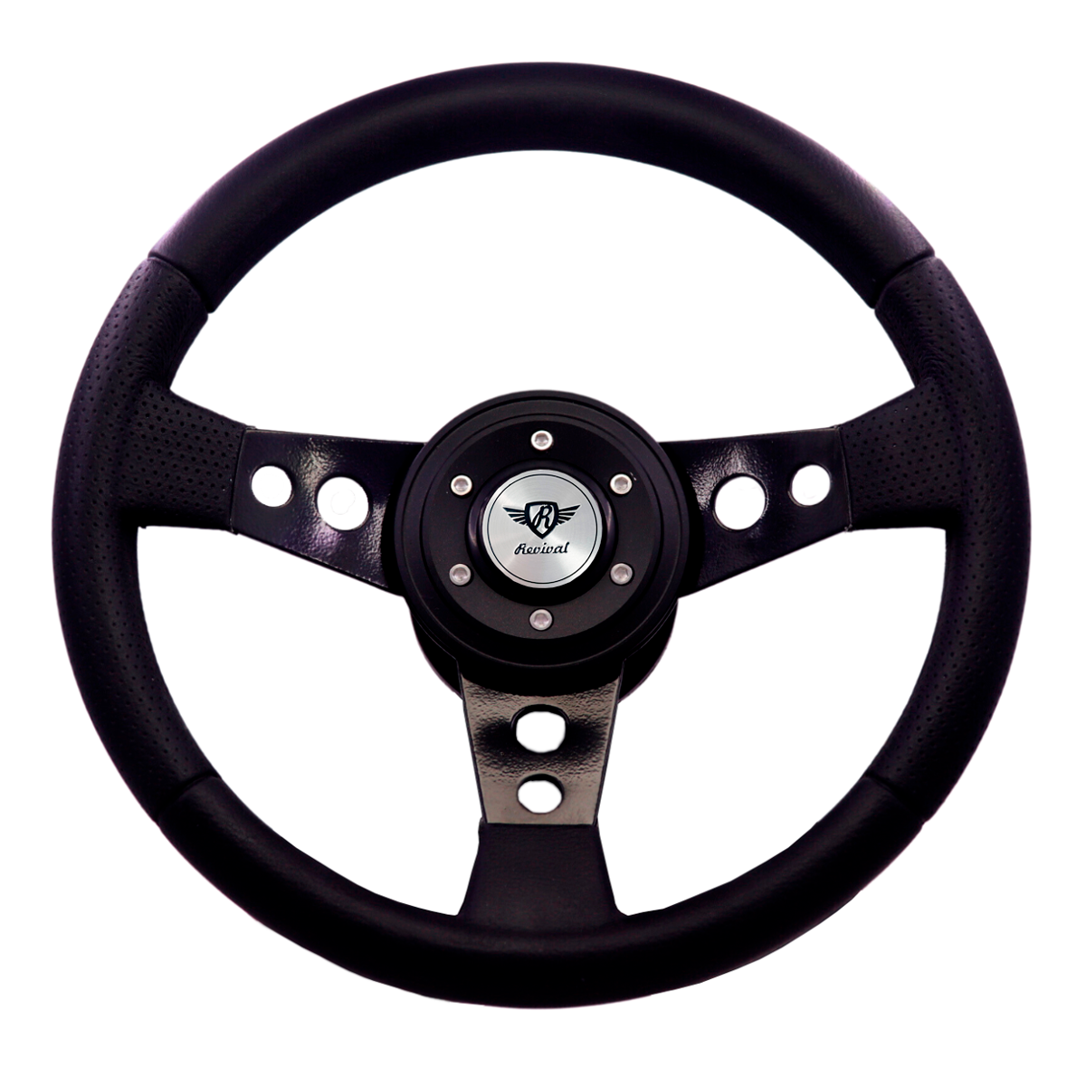 Revival Racing Black PU Steering Wheel (Silver Logo)