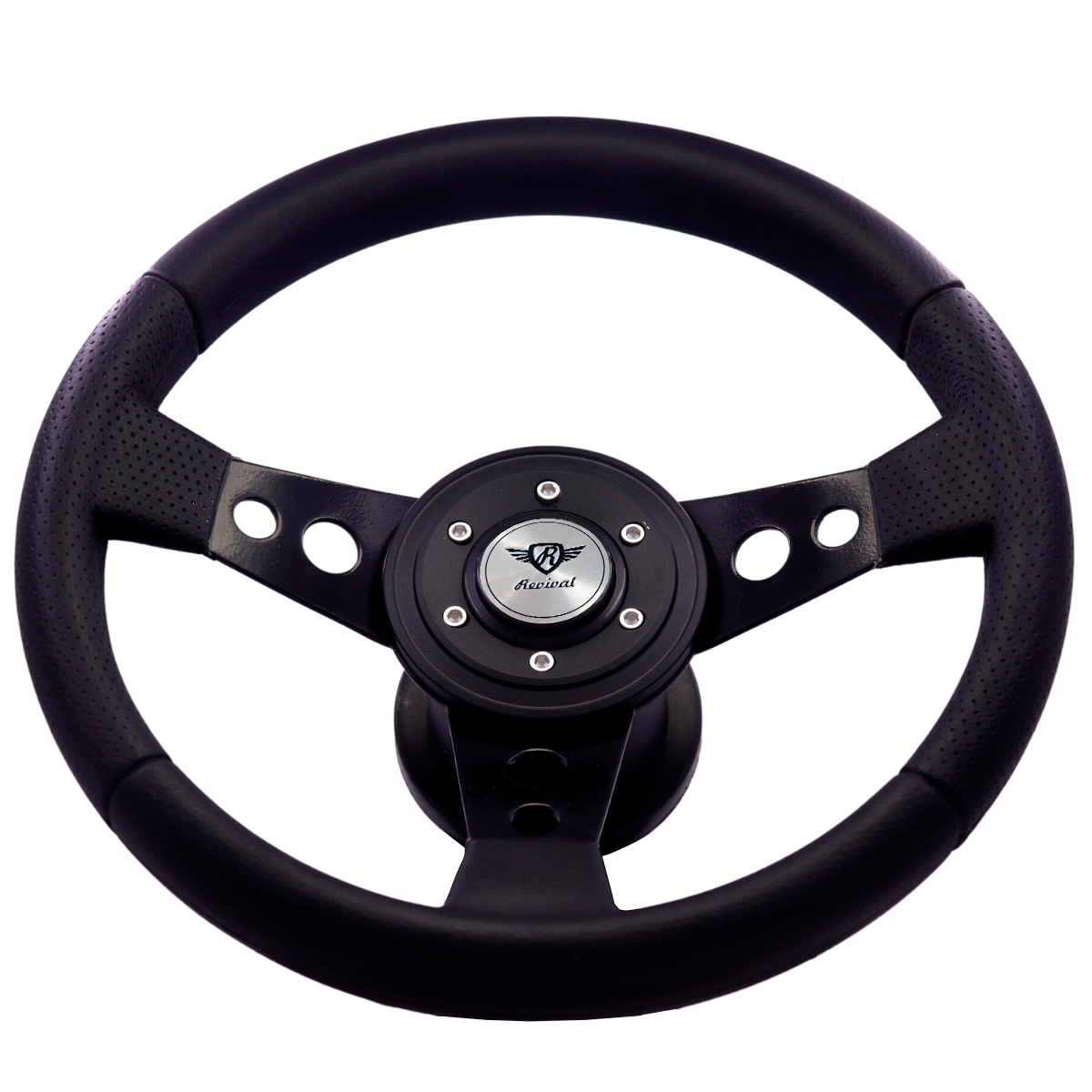 Revival Racing Black PU Steering Wheel (Silver Logo)