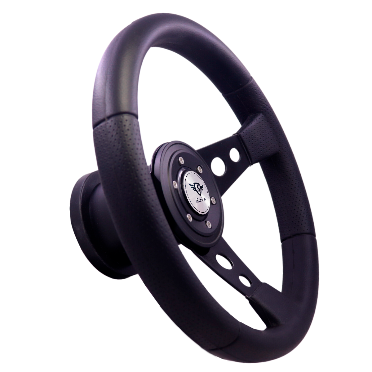 Revival Racing Black PU Steering Wheel (Silver Logo)