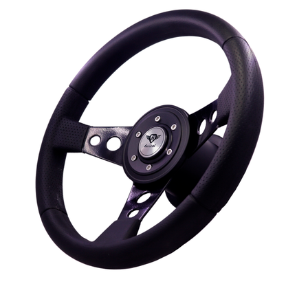 Revival Racing Black PU Steering Wheel (Silver Logo)