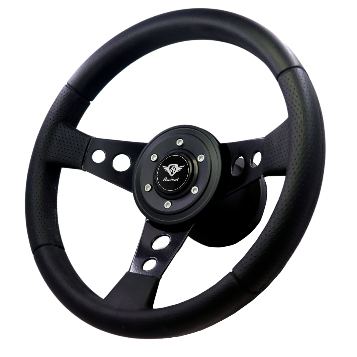 Revival Racing Black PU Steering Wheel With Disc (Black Logo)