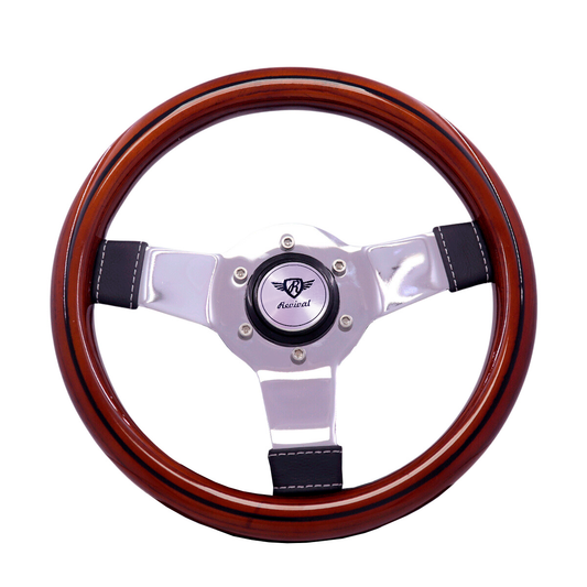 Revival Super Mini Wood Steering Wheel (Silver Logo)