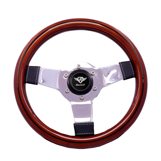 Revival Super Mini Wood Steering Wheel (Black Logo)