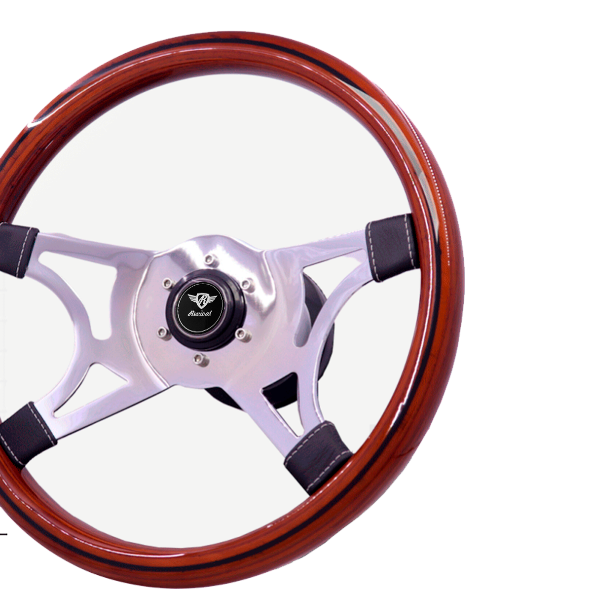 Wega Revival Steering Wheel Without Disc Wood (Black Logo)